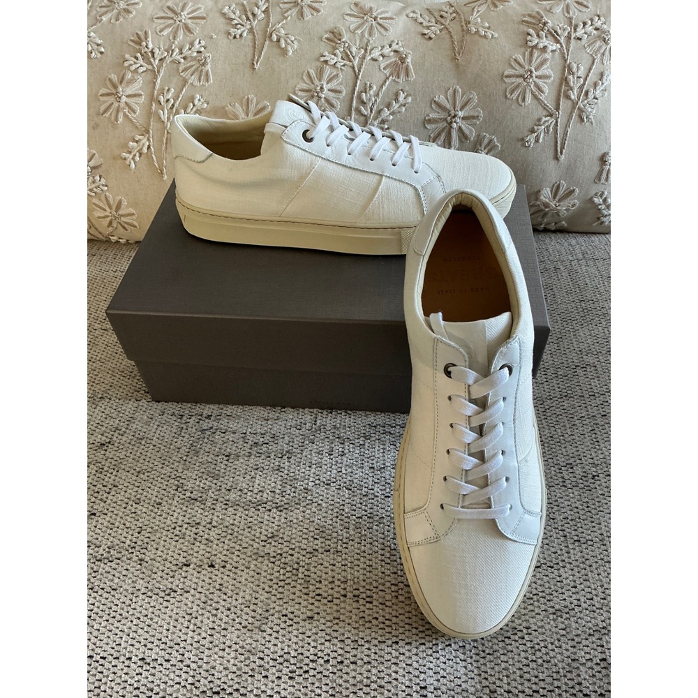 Greats The Royale Mens White Denim Leather Sneakers Made in Italy 10.5 GRWD435